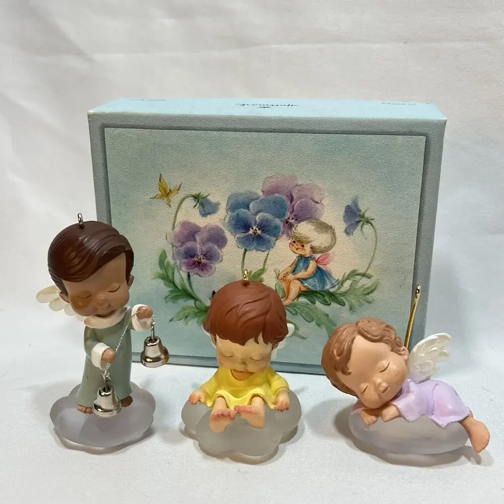 Hallmark Ornaments Lot/3 Mary's Angels Willow 2002 Bell Buttercup 1988 Iris 1991